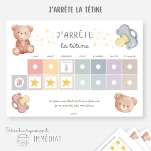 Tableau stop tétine - J'arrête la tétine