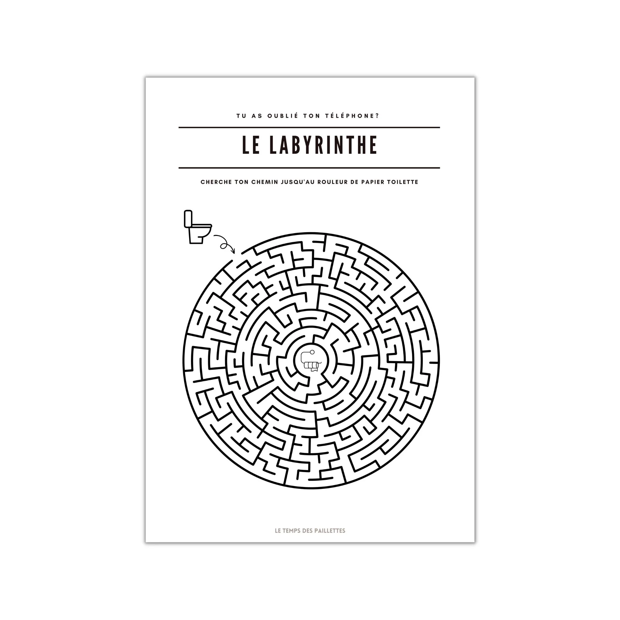 Poster labyrinthe - Affiche minimalistes WC et salle de bain - Affiche Les toilettes par Le Temps des Paillettes – Image 3