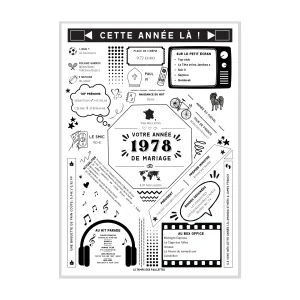 Affiche 1978 Noces de Vermeil - Marié en 1978 - Anniversaire de mariage 45 ans par Le Temps des Paillettes