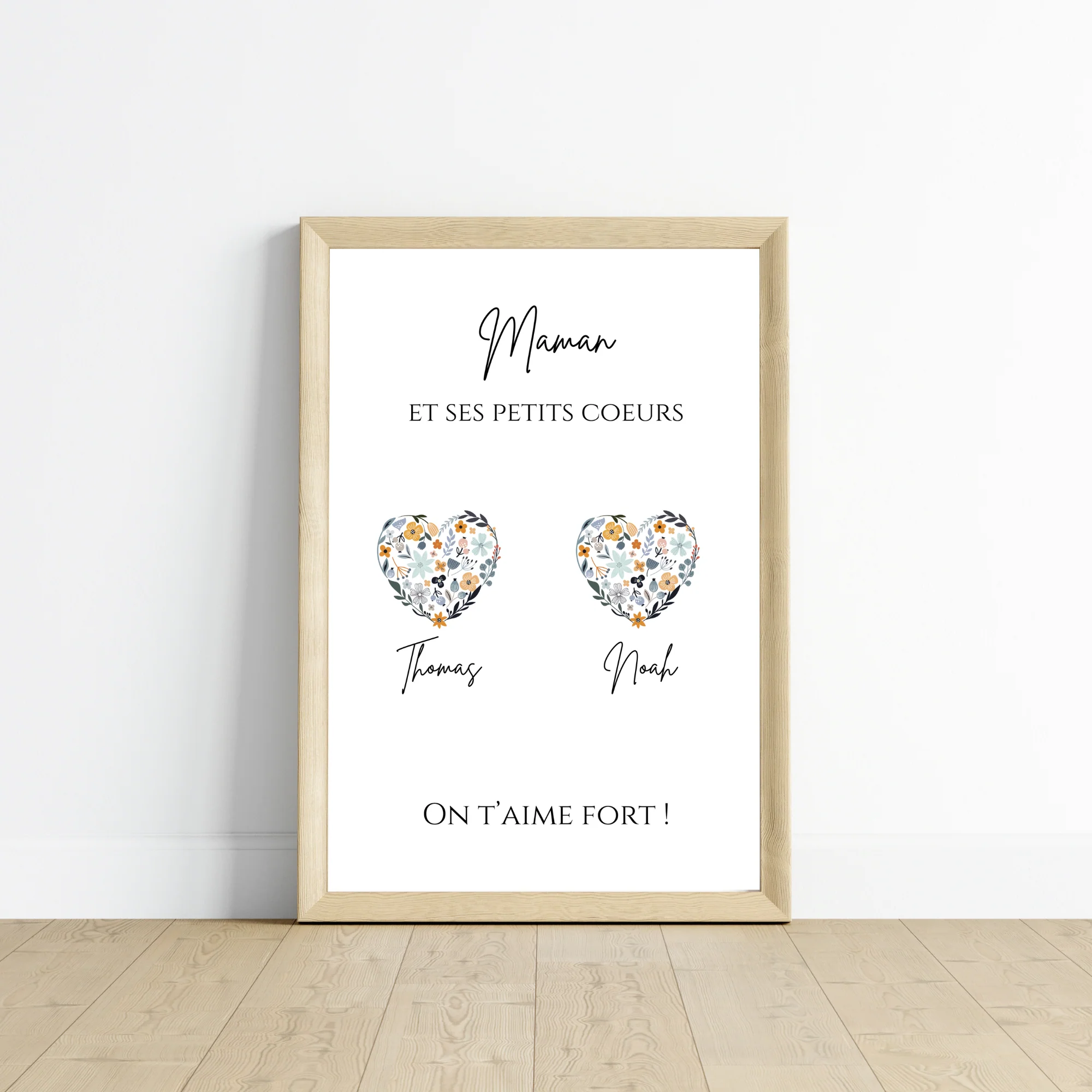 Affiche Maman et Cœurs Personnalisée – Cadeau Unique pour la Fête des Mères