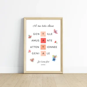 Affiche tata scrabble personnalisée - cadeau pour tata personnalisé  par Le Temps des Paillettes