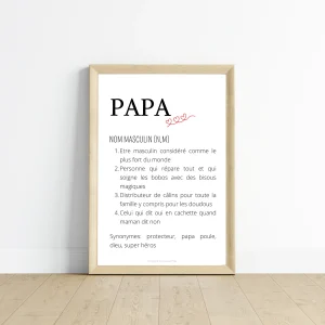 Affiche Définition Papa - Cadeau parfait pour la Fête des Pères | Poster personnalisé pour un super papa