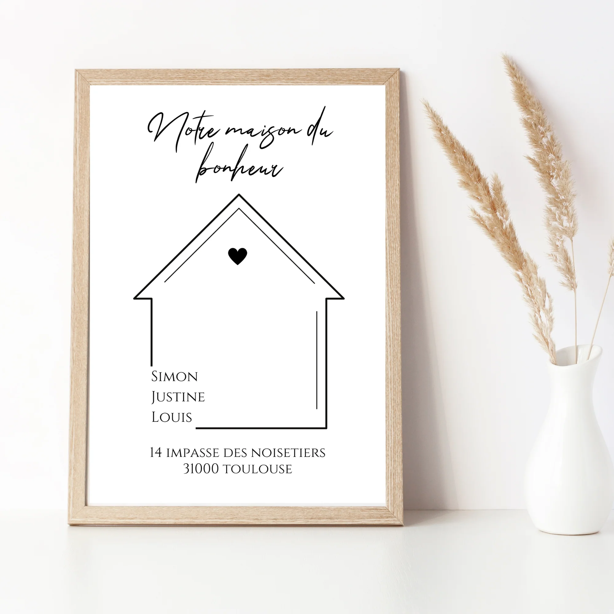 Affiche famille minimaliste, Affiche Maison personnalisée avec prénoms - Cadeau personnalisé par Le Temps des Paillettes – Image 2