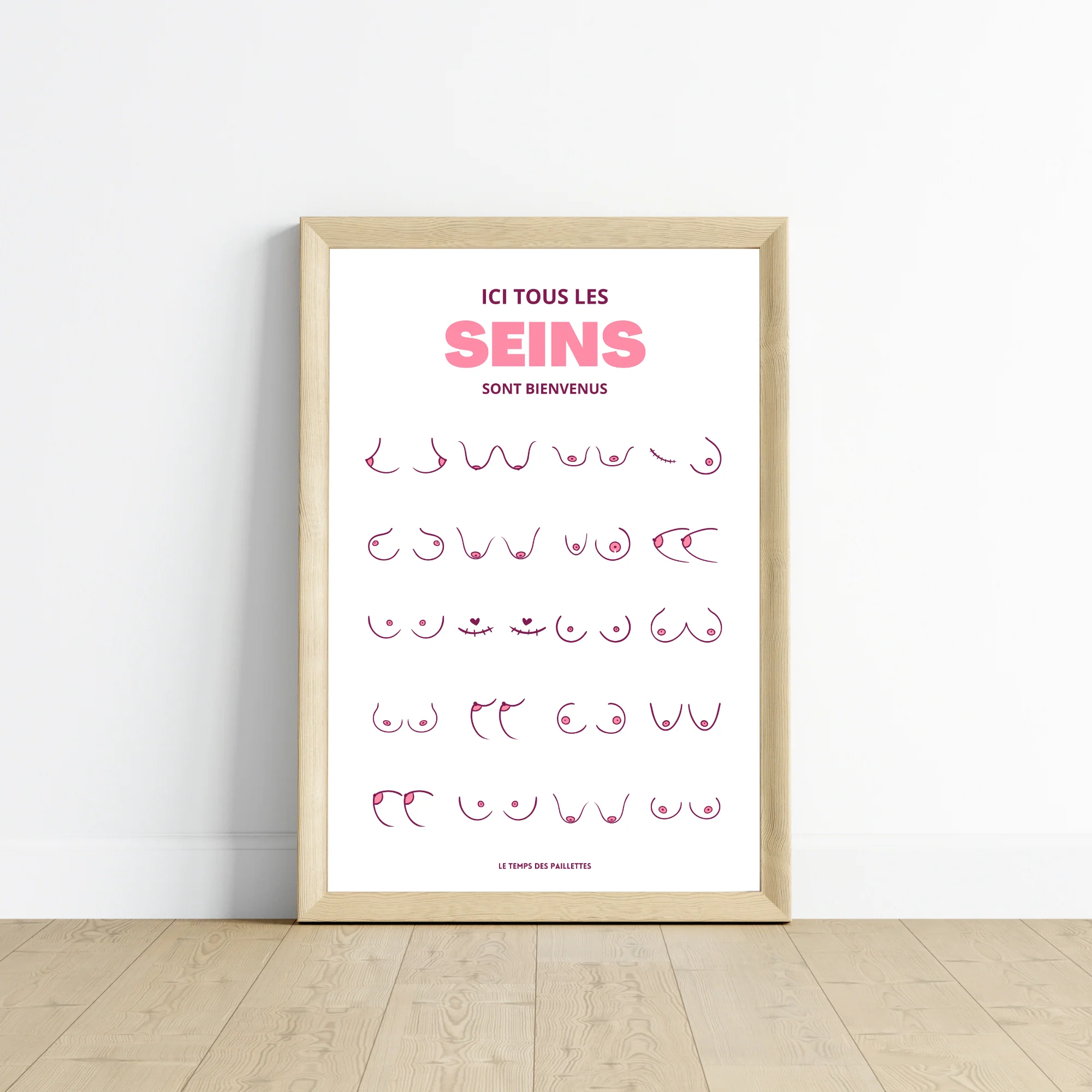Affiche humour WC - affiche ici tous les seins sont bienvenus