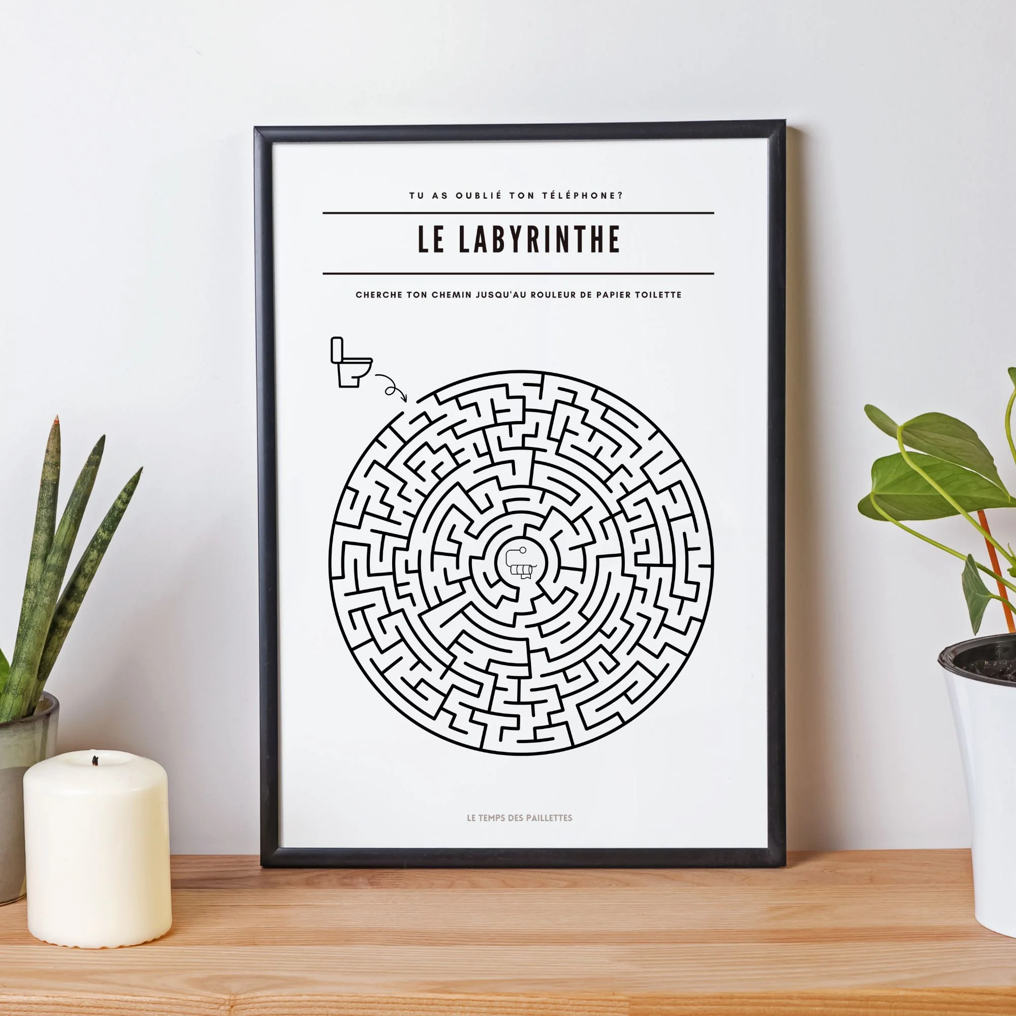 Poster labyrinthe - Affiche minimalistes WC et salle de bain - Affiche Les toilettes par Le Temps des Paillettes – Image 4