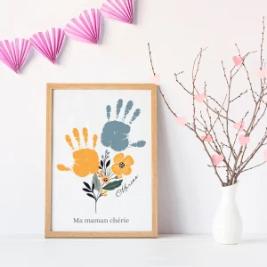 Affiche maman personnalisée empreinte de mains - cadeau fête des mères