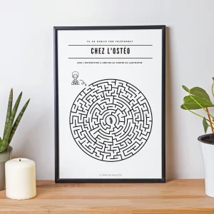 Poster labyrinthe Chez l'ostéopathe - Affiche minimalistes Chez le docteur - Affiche salle d'attente ostéopathe par Le Temps des Paillettes