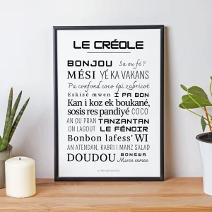 Affiche Le créole - Affiche mots et expressions en créole - Affiche minimaliste antille par Le Temps des Paillettes