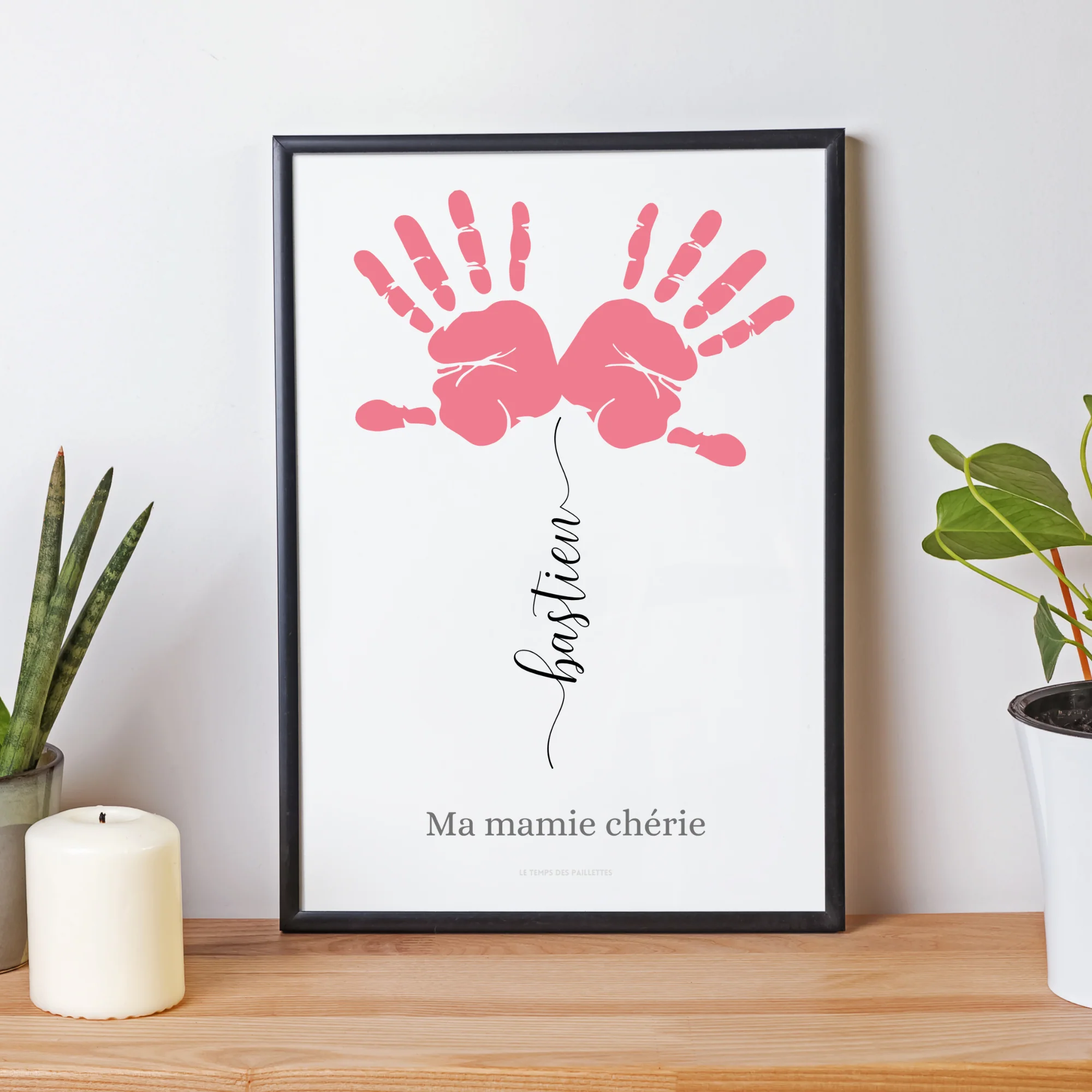 Affiche mamie personnalisée empreinte de mains et prénoms des petits enfants - fête des grands mères par Le Temps des Paillettes – Image 2