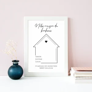 Affiche famille minimaliste, Affiche Maison personnalisée avec prénoms - Cadeau personnalisé par Le Temps des Paillettes