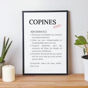 Affiche définition copines - cadeau pour meilleures amies - cadeau minimaliste BFF par Le Temps des Paillettes