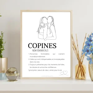 Affiche définition copines - cadeau pour meilleures amies - cadeau minimaliste BFF par Le Temps des Paillettes