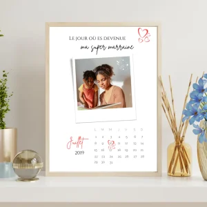 Affiche Marraine Personnalisée avec Photos et Date | Cadeau Unique pour Marraine - Le Temps des Paillettes