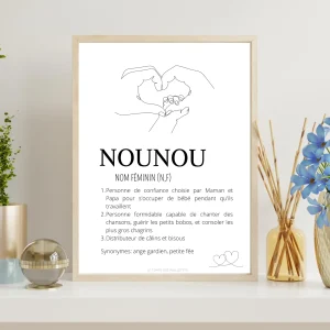 Affiche définition nounou personnalisé - Poster merci nounou - Cadeau personnalisé nounou par Le Temps des Paillettes