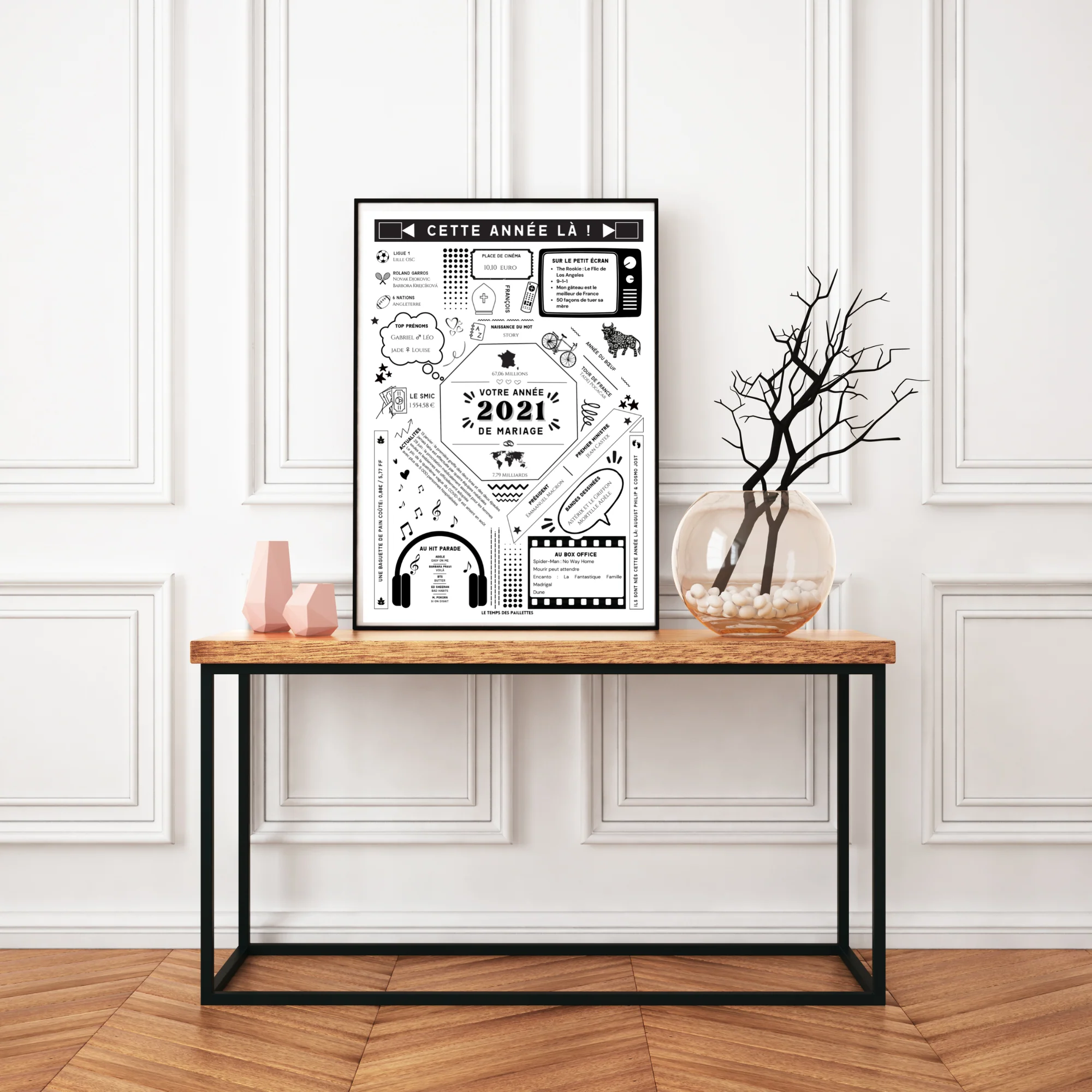 Affiche 2021 Noces de cuir - Marié en 2021 - Anniversaire de mariage 2 ans par Le Temps des Paillettes – Image 2