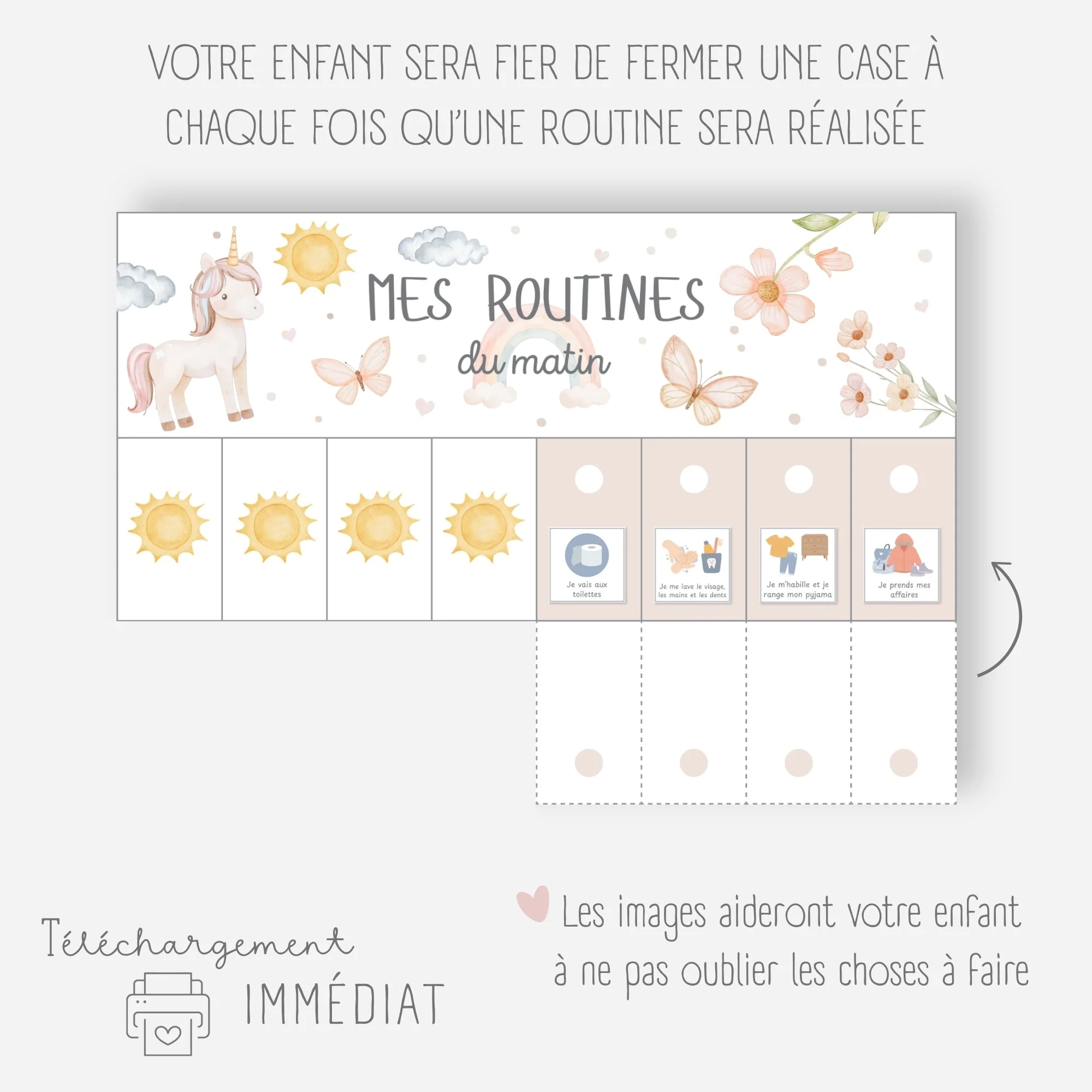 Mes tableaux de routines pliables - Licorne – Image 3
