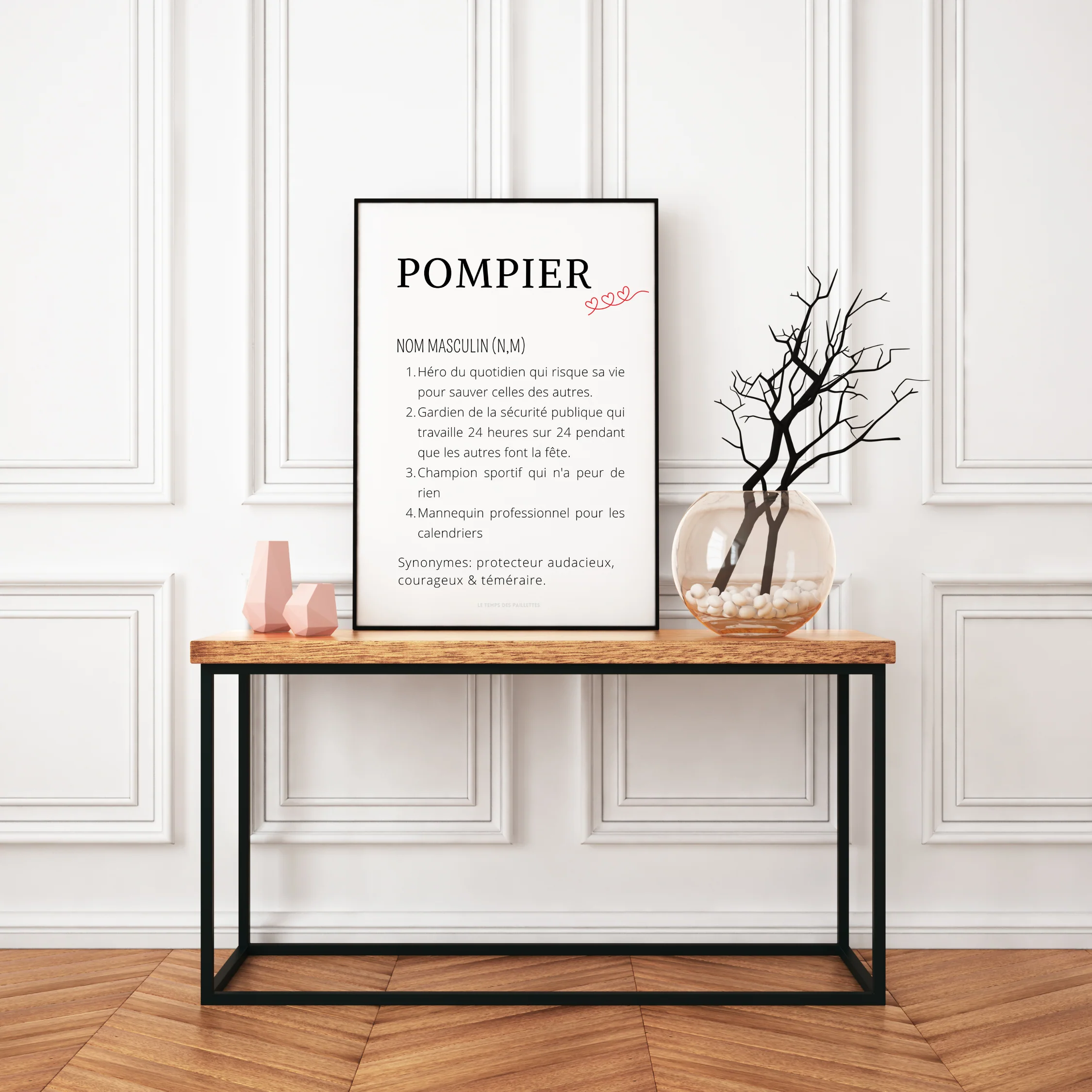 Affiche définition pompier - Affiche minimalistes pompier - Affiche caserne pompier par Le Temps des Paillettes – Image 2