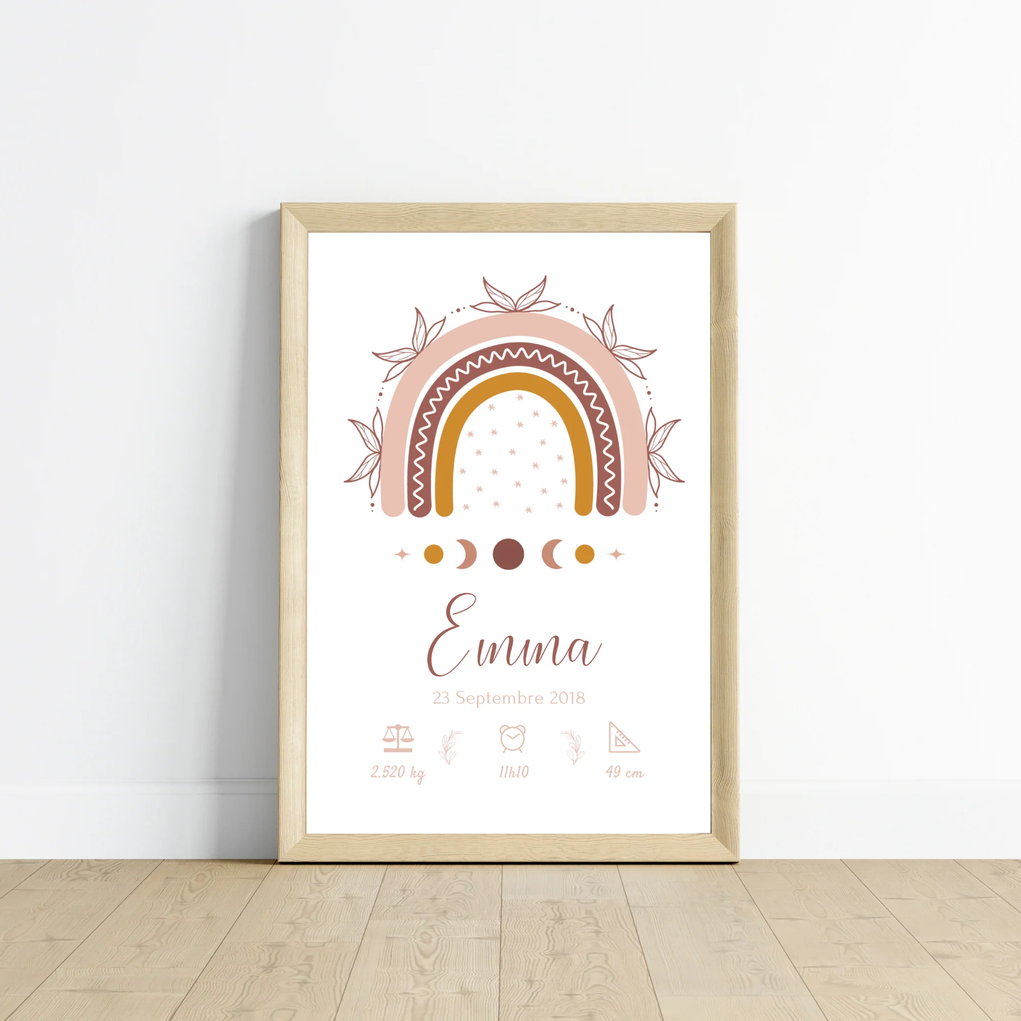 Affiche bébé arc en ciel bohème - cadeau naissance personnalisé terracotta par Le Temps des Paillettes – Image 4