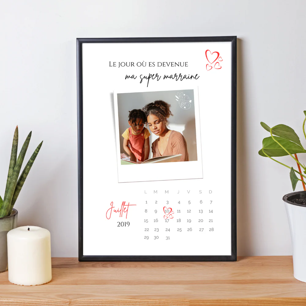 Affiche Marraine Personnalisée avec Photos et Date | Cadeau Unique pour Marraine - Le Temps des Paillettes – Image 2