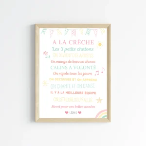 Affiche a la crèche personnalisé - poster merci crèche - cadeau crèche personnalisé par Le Temps des Paillettes