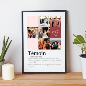 Affiche témoin personnalisée photos - cadeau personnalisé témoin par Le Temps des Paillettes