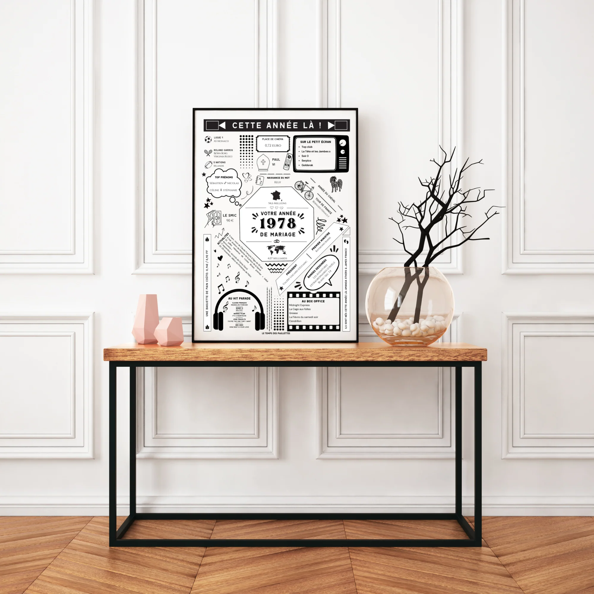 Affiche 1978 Noces de Vermeil - Marié en 1978 - Anniversaire de mariage 45 ans par Le Temps des Paillettes – Image 3