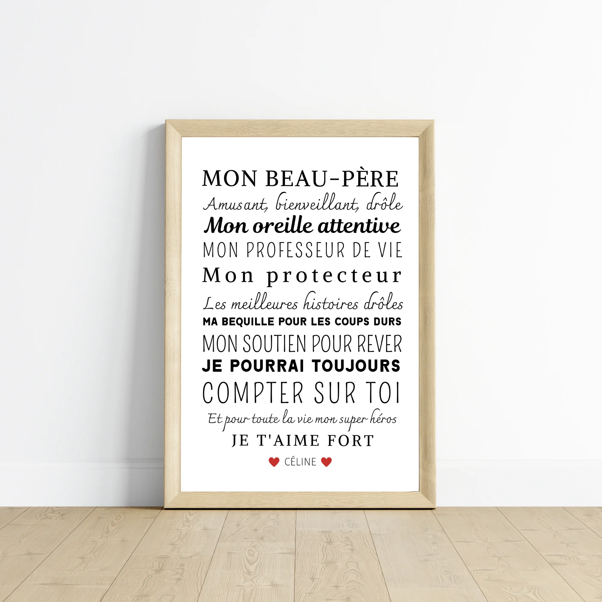 Affiche beau père personnalisée - Cadeau beau papa personnalisée - Cadeau fête des pères par Le Temps des Paillettes