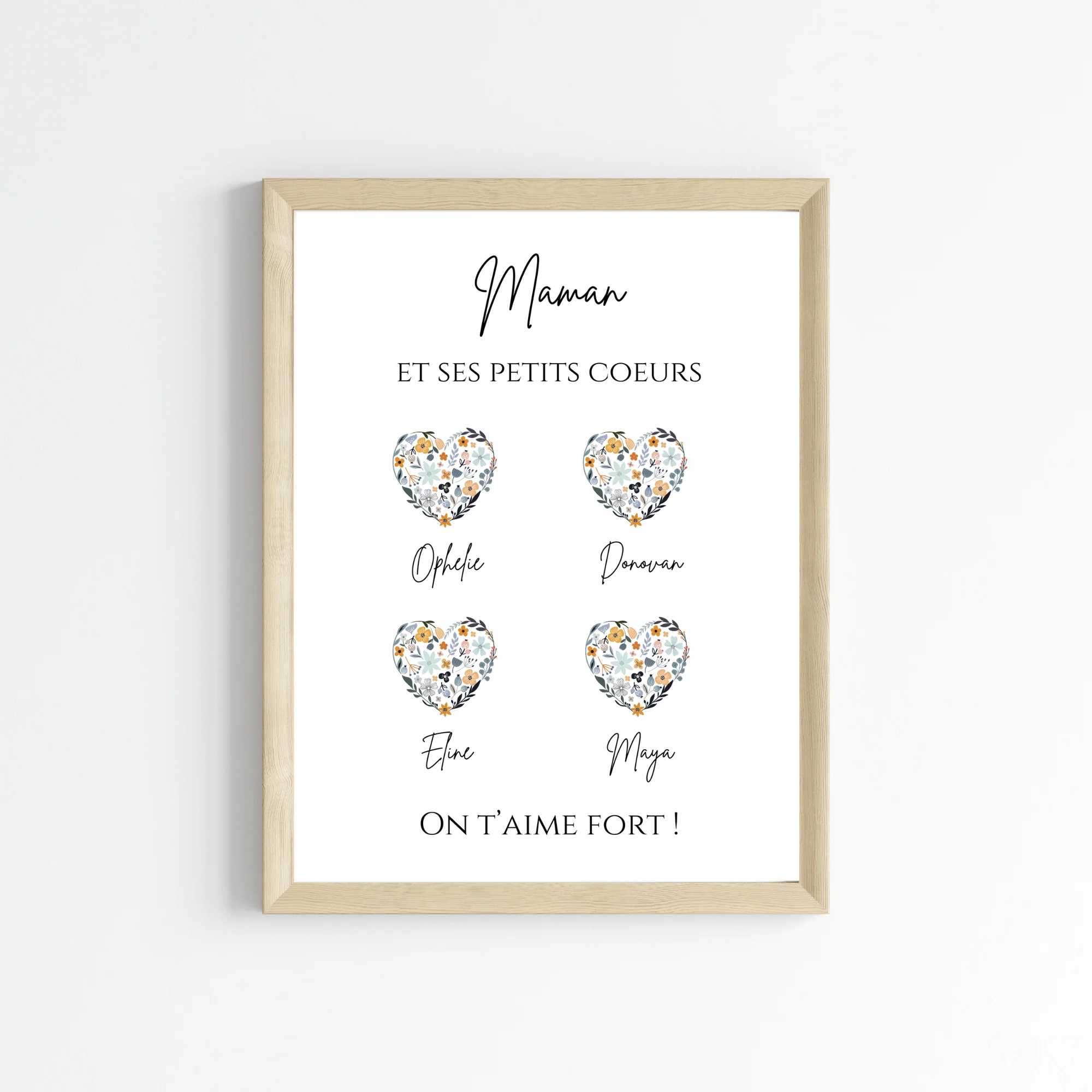 Affiche Maman et Cœurs Personnalisée – Cadeau Unique pour la Fête des Mères – Image 4