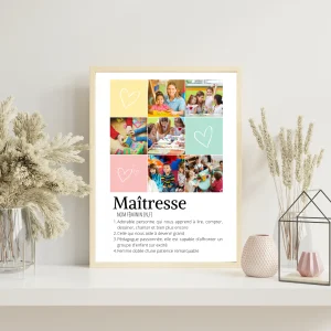 Affiche Maitresse personnalisée photos - cadeau personnalisée Maitresse par Le Temps des Paillettes
