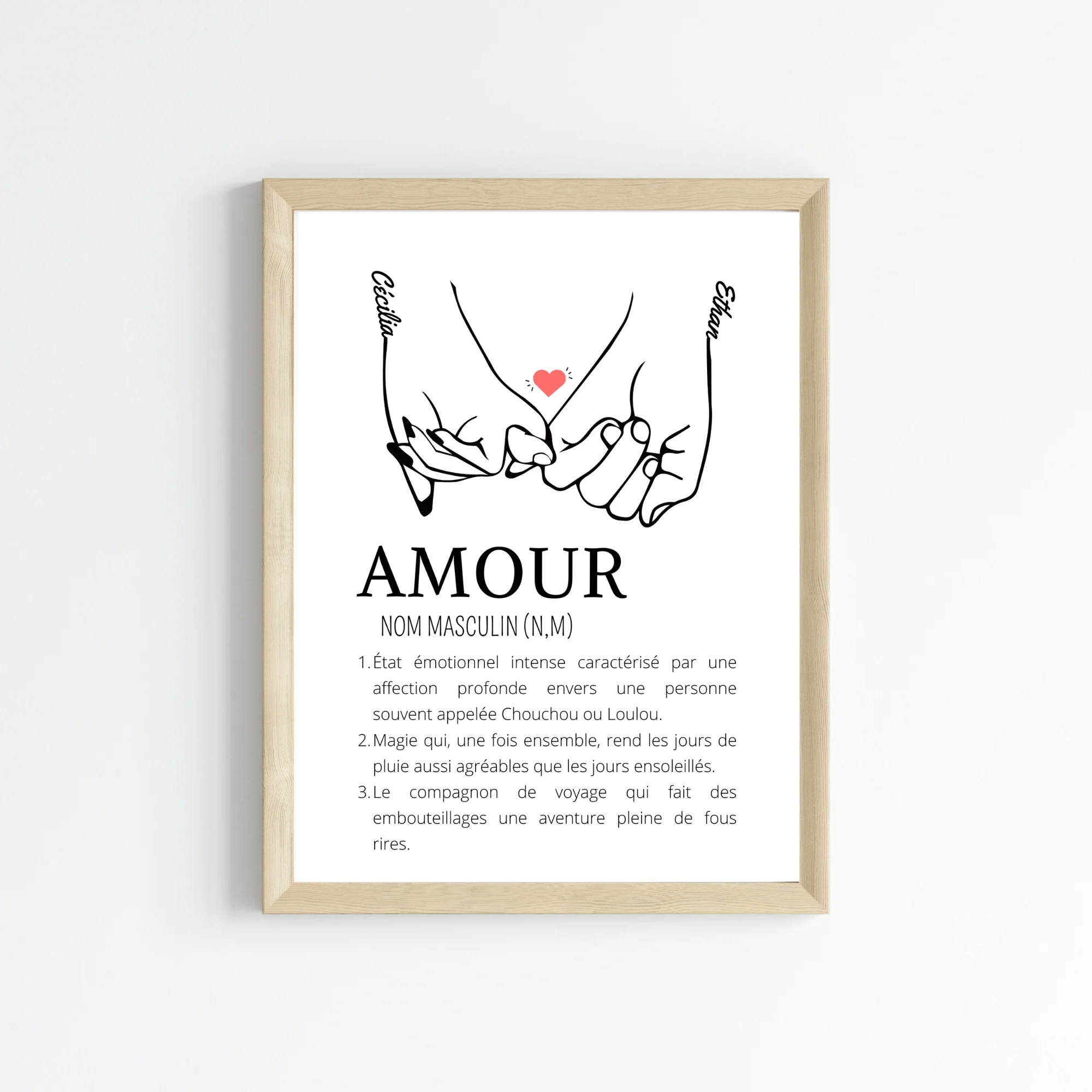 Affiche définition amour - Affiche couple minimaliste - Cadeau de Saint valentin par Le Temps des Paillettes
