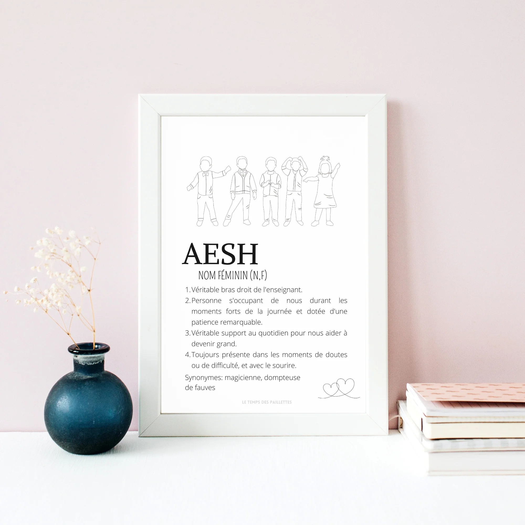 Affiche définition AESH personnalisée - cadeau AESH personnalisée - cadre AESH par Le Temps des Paillettes – Image 3