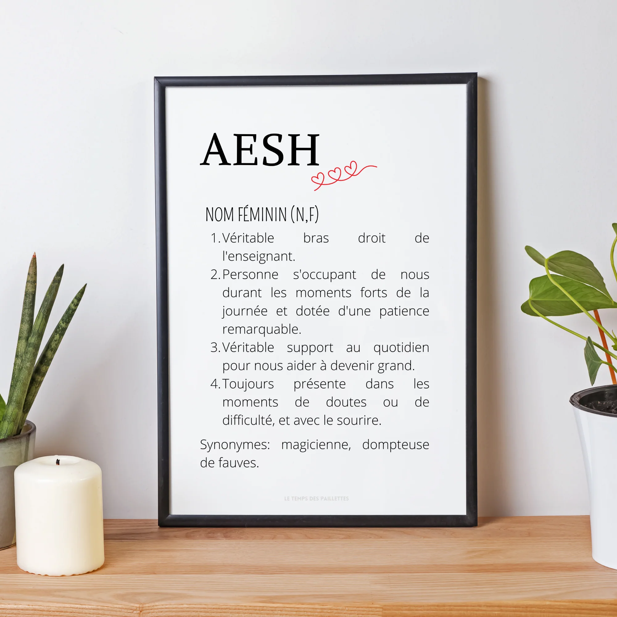 Affiche définition AESH personnalisée - cadeau AESH personnalisée - cadre AESH par Le Temps des Paillettes – Image 4