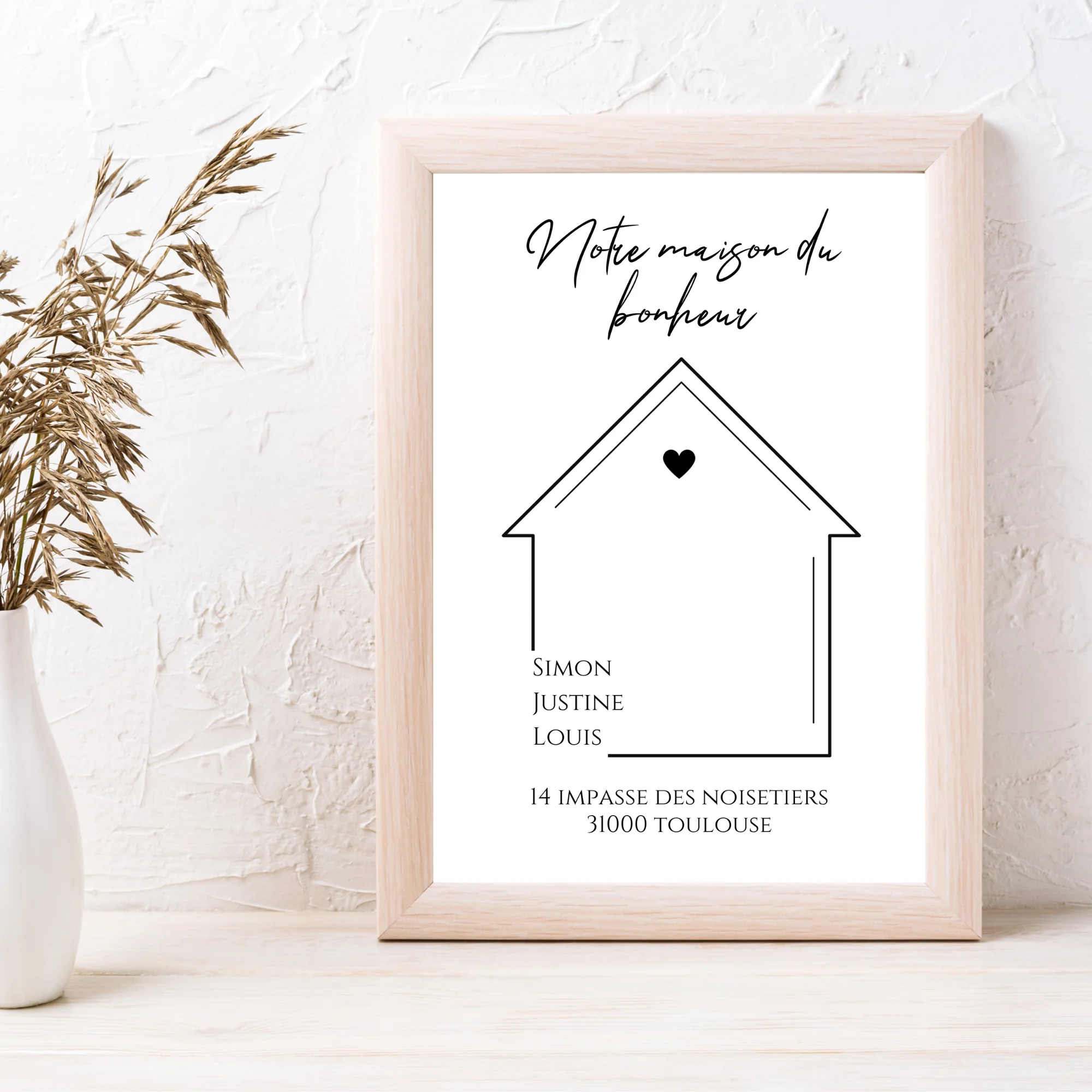 Affiche famille minimaliste, Affiche Maison personnalisée avec prénoms - Cadeau personnalisé par Le Temps des Paillettes – Image 4