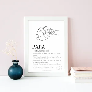 Affiche définition papa et single line - Cadeau papa - Cadeau fête des pères