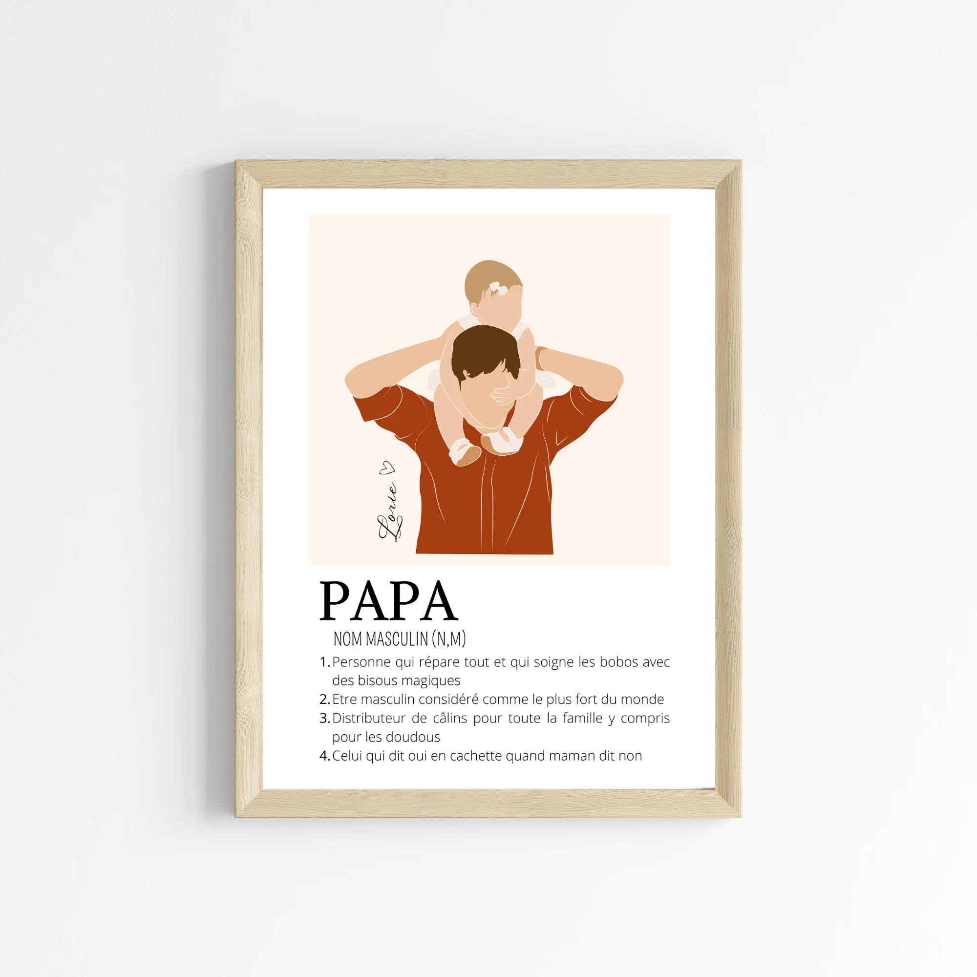 Affiche Définition Papa Personnalisée – Cadeau Unique pour un Super Papa | Fête des Pères, Noël, Anniversaire – Image 4