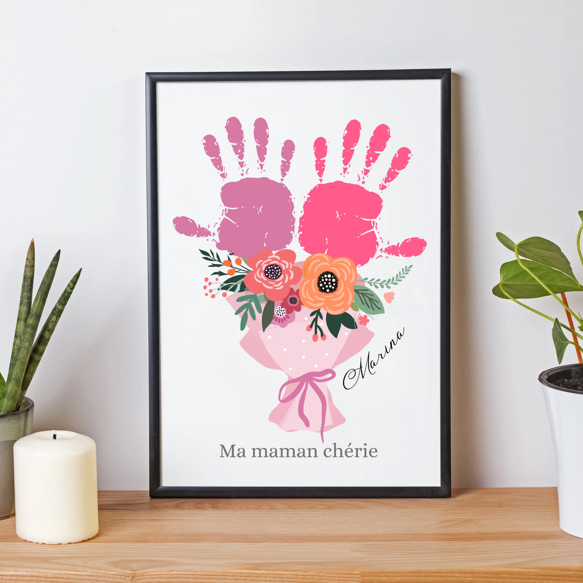 Affiche maman personnalisée empreinte de mains - cadeau fête des mères – Image 4