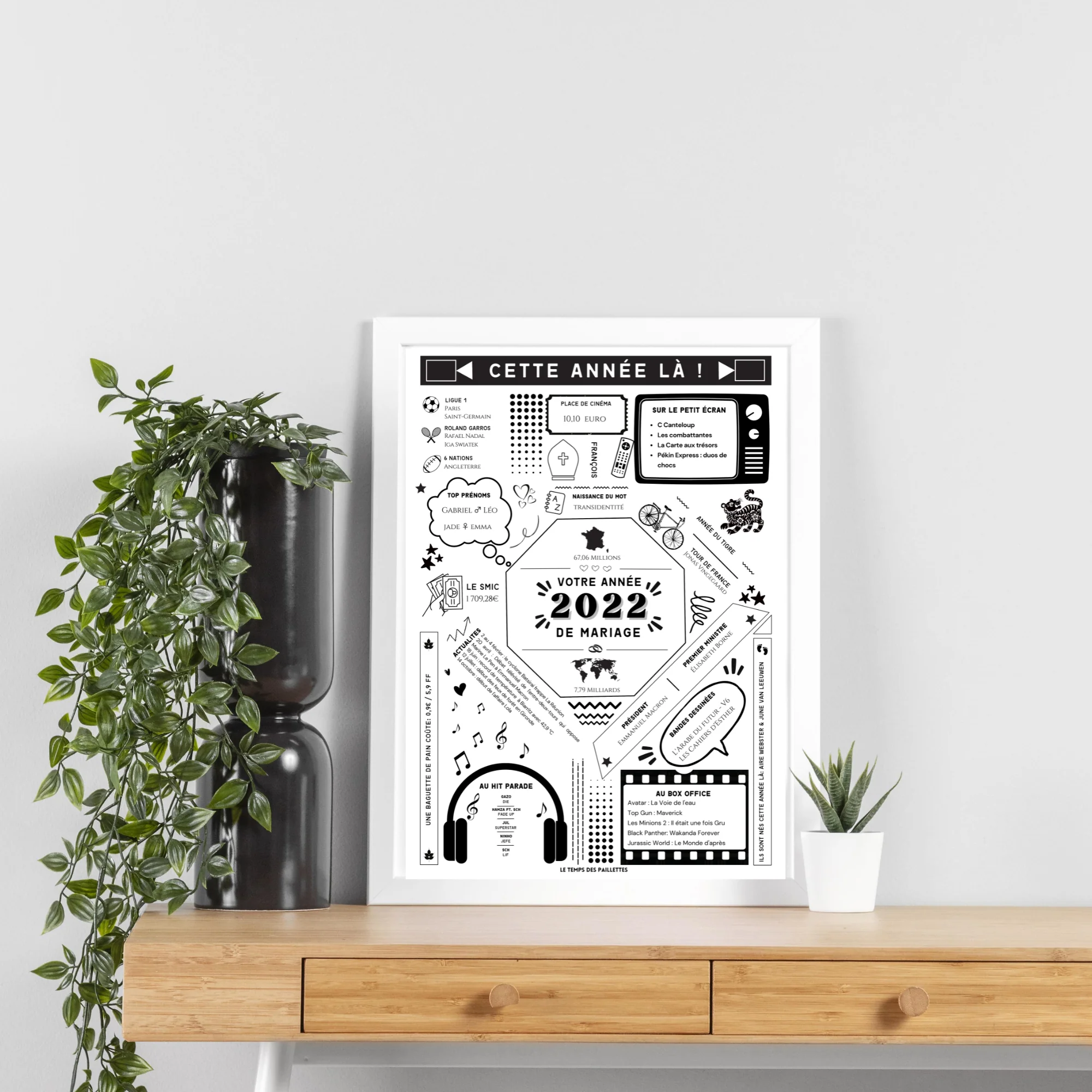Affiche 2022 Noce de coton - Marié en 2022 - Anniversaire de mariage 1 an par Le Temps des Paillettes – Image 3