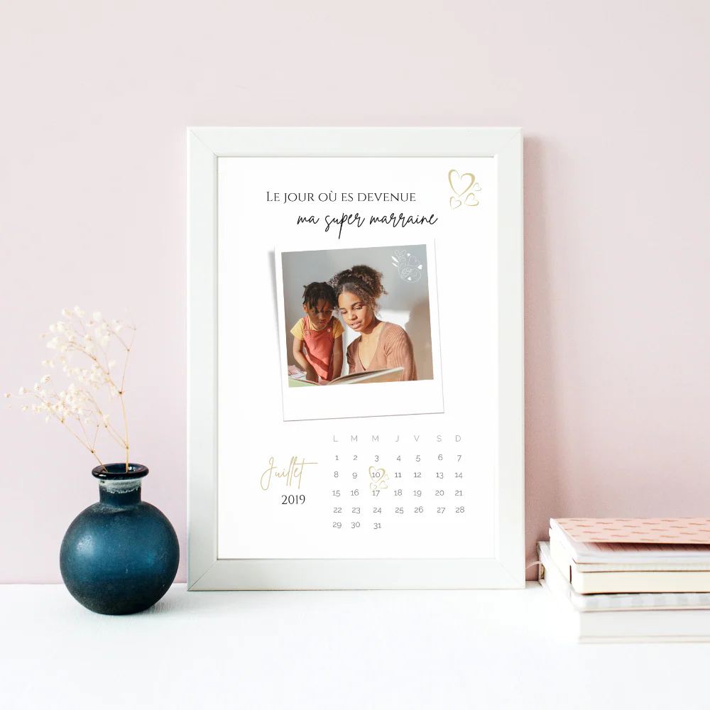 Affiche Marraine Personnalisée avec Photos et Date | Cadeau Unique pour Marraine - Le Temps des Paillettes – Image 3