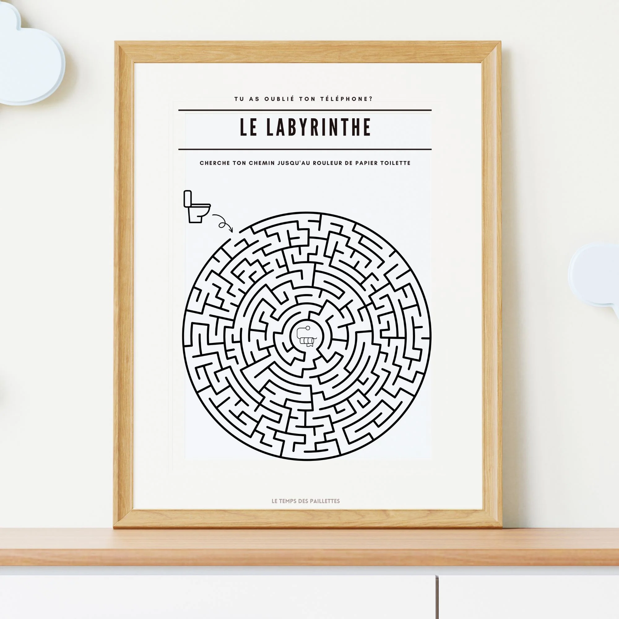 Poster labyrinthe - Affiche minimalistes WC et salle de bain - Affiche Les toilettes par Le Temps des Paillettes – Image 2