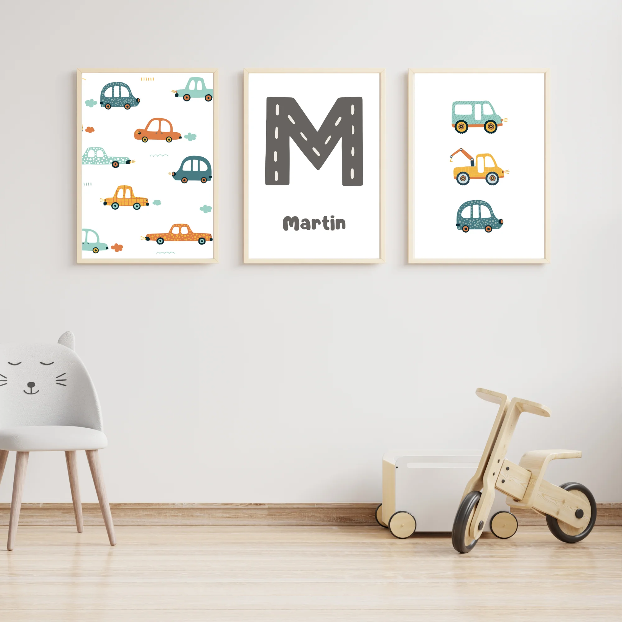 Set affiches enfant route & véhicules - poster bébé voitures par Le Temps des Paillettes