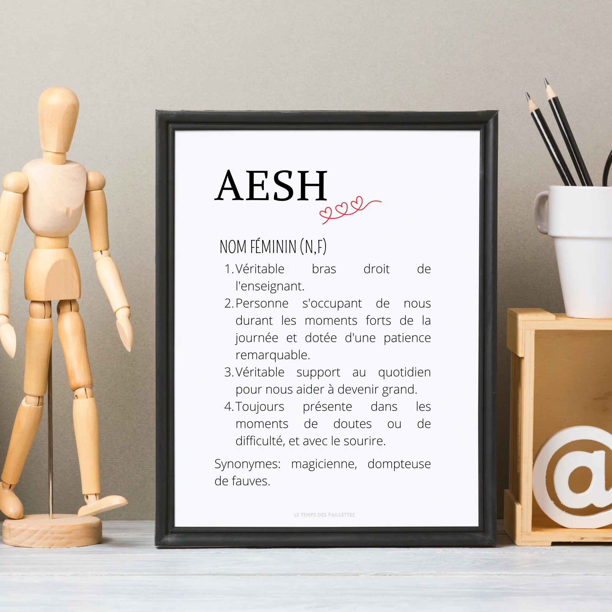 Affiche définition AESH personnalisée - cadeau AESH personnalisée - cadre AESH par Le Temps des Paillettes – Image 2