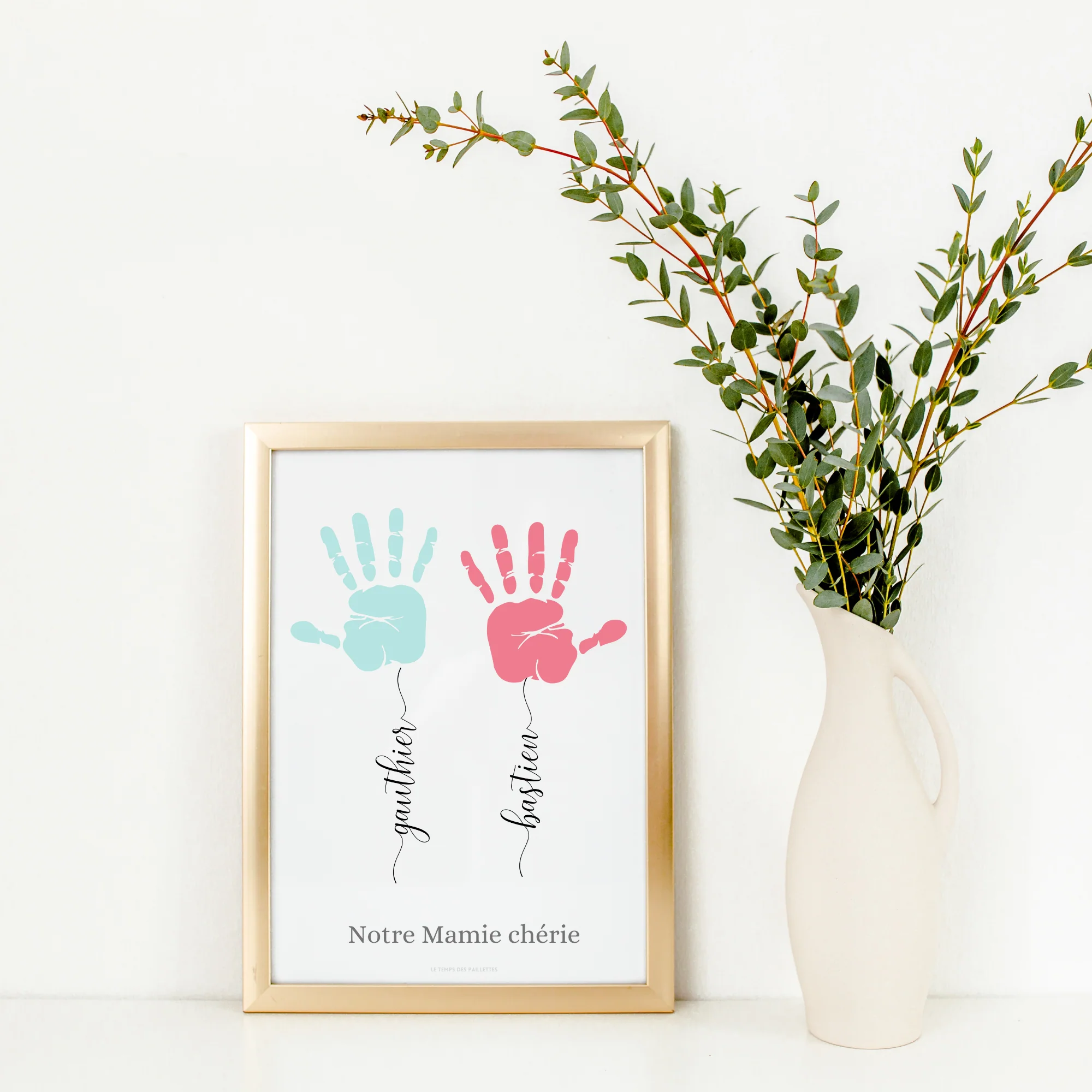 Affiche mamie personnalisée empreinte de mains et prénoms des petits enfants - fête des grands mères par Le Temps des Paillettes – Image 5