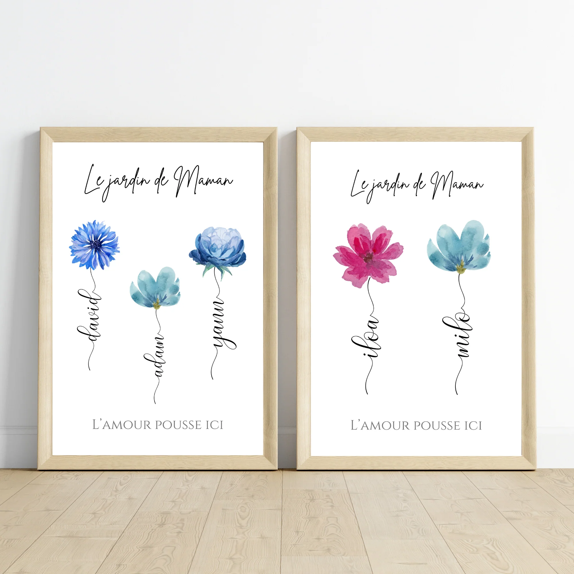 Affiche maman et fleurs personnalisée – Cadeau avec prénoms des enfants – Image 2