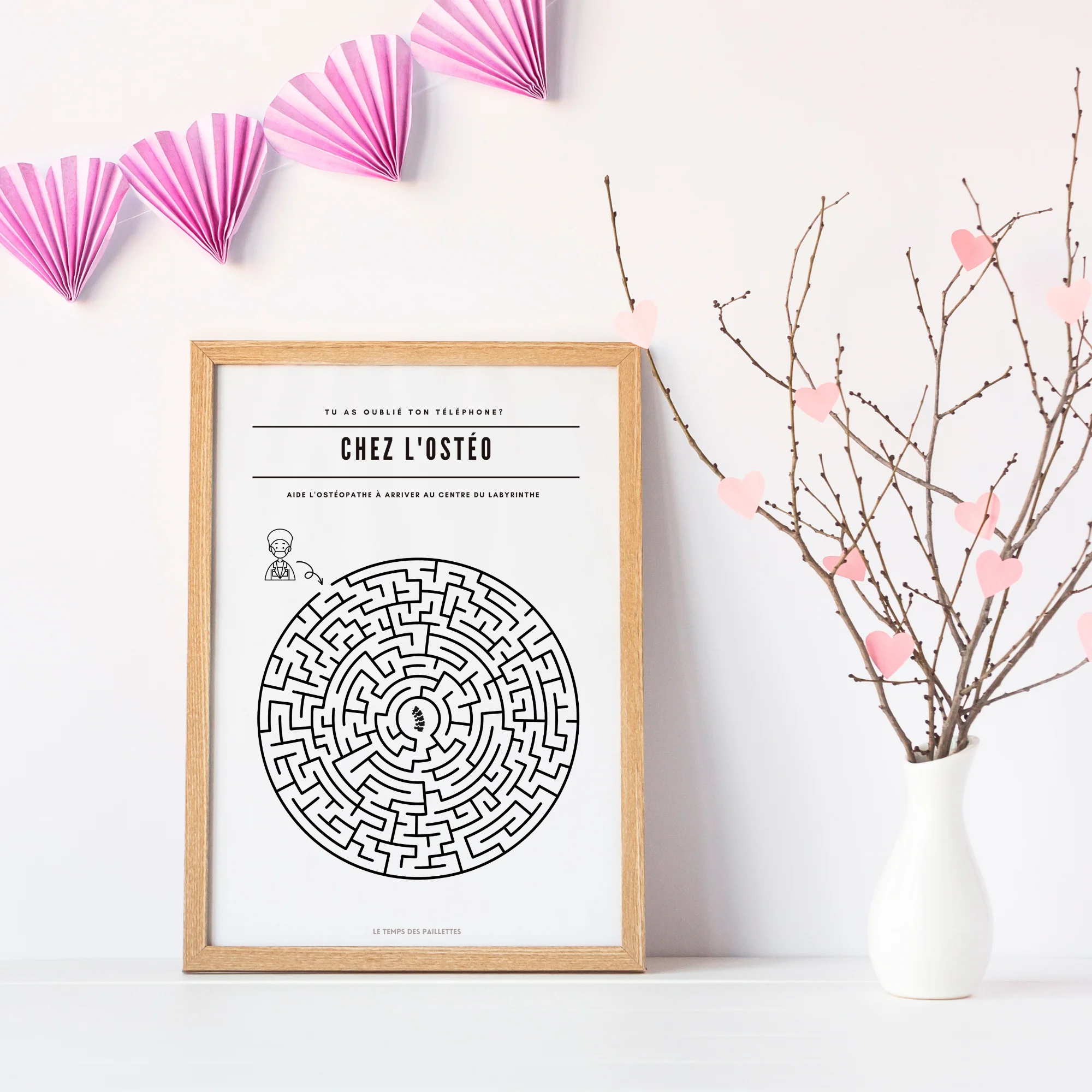 Poster labyrinthe Chez l'ostéopathe - Affiche minimalistes Chez le docteur - Affiche salle d'attente ostéopathe par Le Temps des Paillettes – Image 4