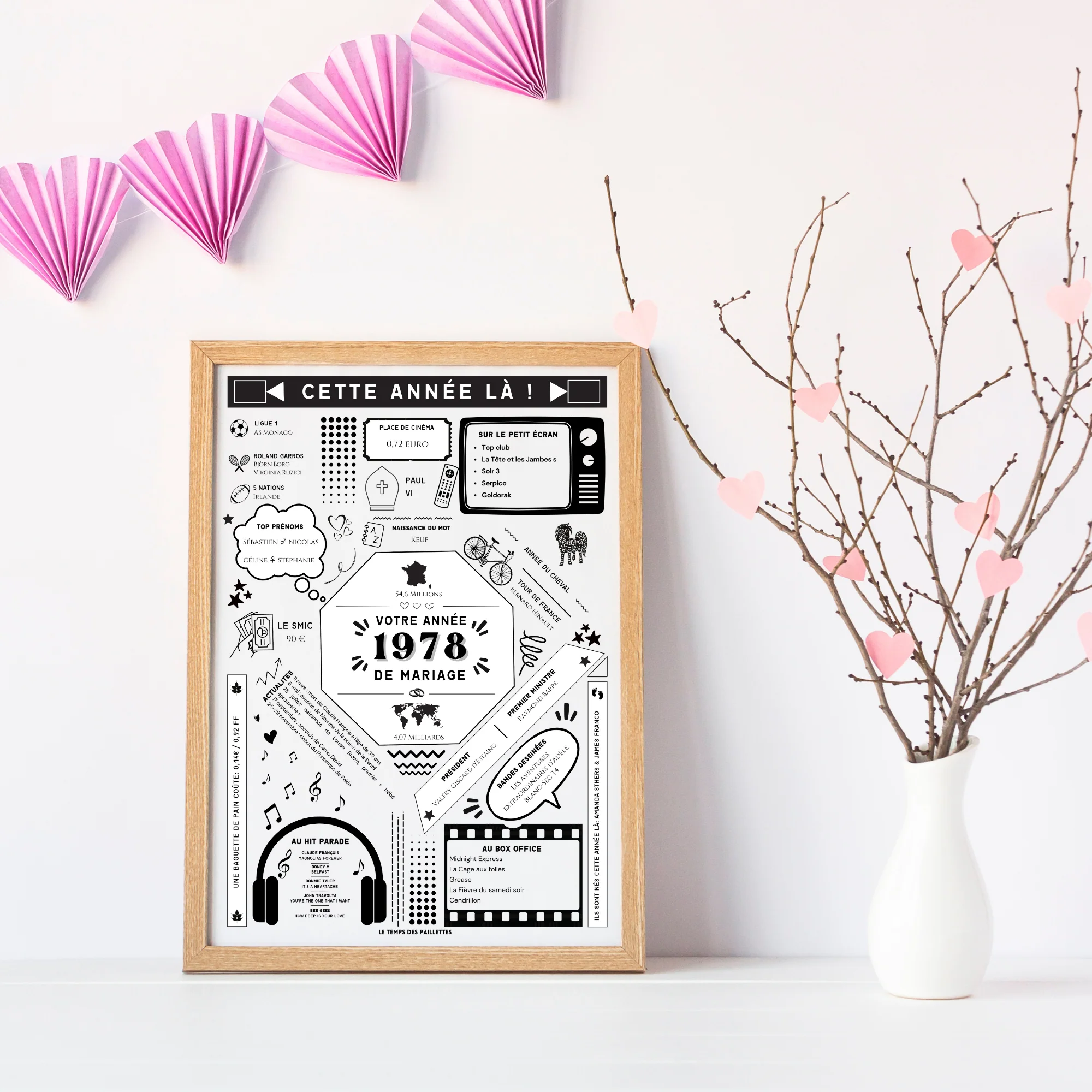 Affiche 1978 Noces de Vermeil - Marié en 1978 - Anniversaire de mariage 45 ans par Le Temps des Paillettes – Image 5