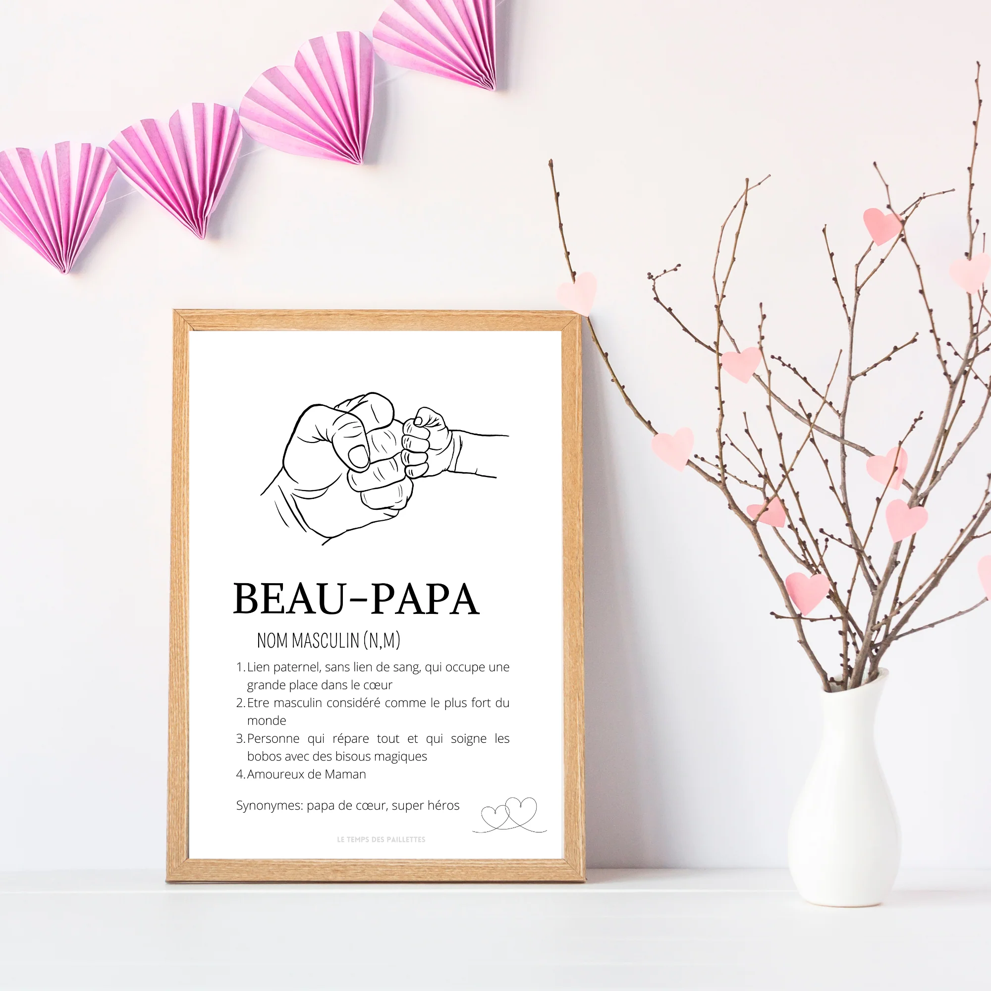 Affiche définition Beau père et single line - Cadeau beau papa - Cadeau fête des pères – Image 2