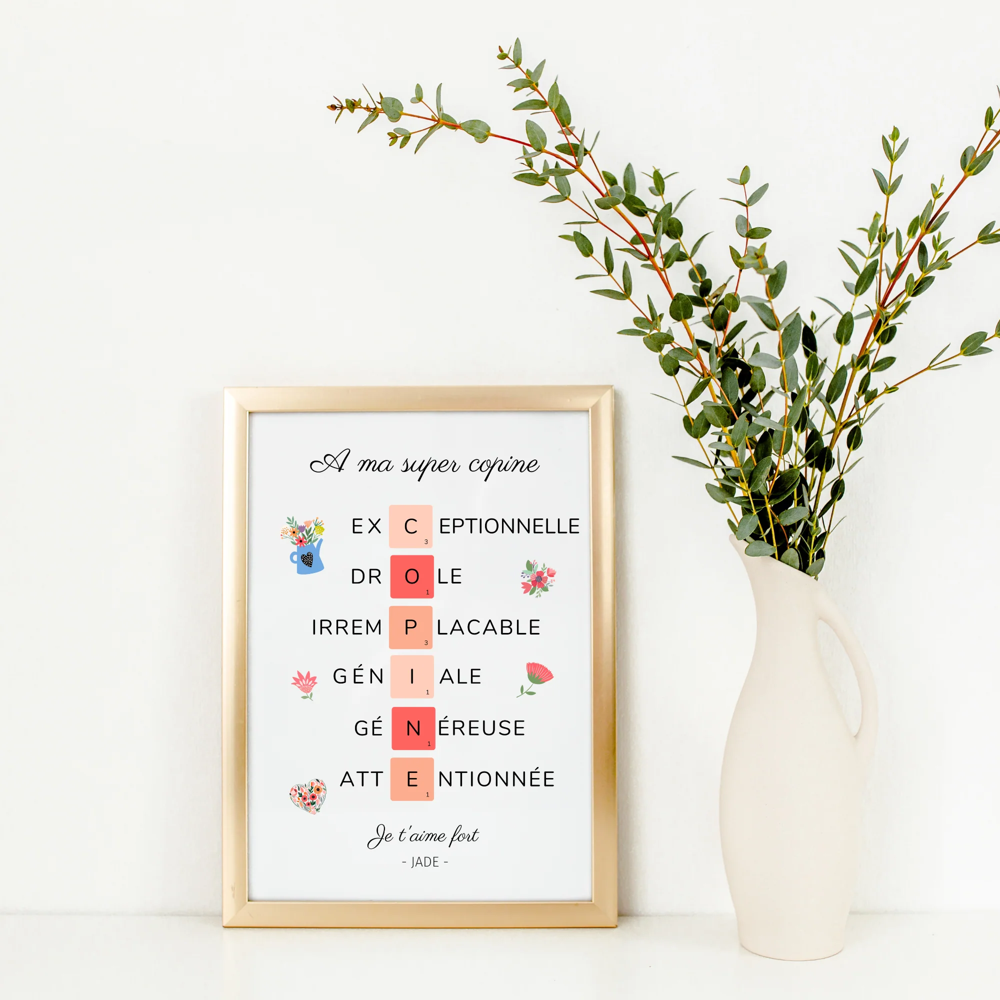 Affiche copine personnalisée - Affiche pour meilleure amie scrabble par Le Temps des Paillettes – Image 5