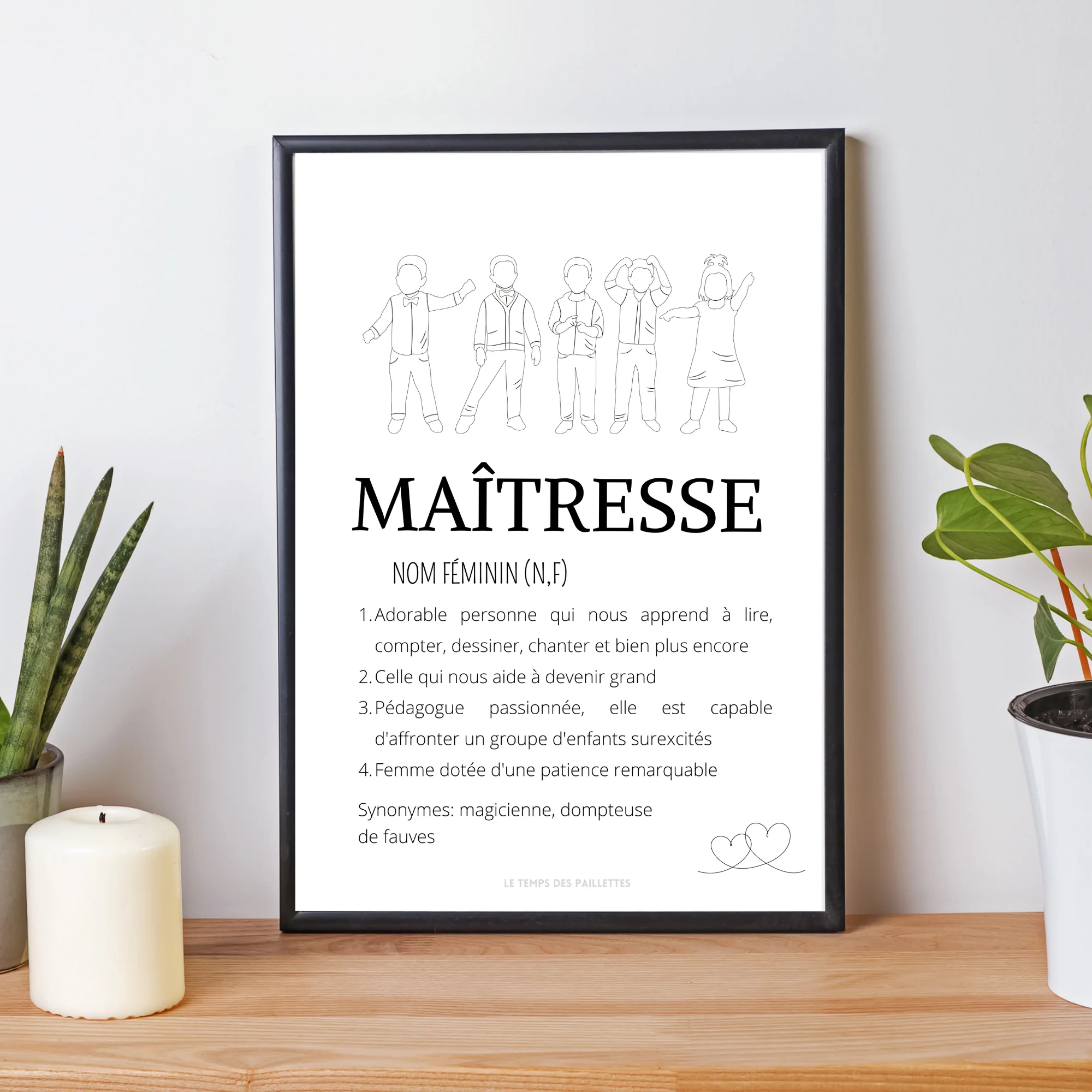 Affiche définition maitresse personnalisée - cadeau maitresse personnalisée - cadre maitresse par Le Temps des Paillettes – Image 5