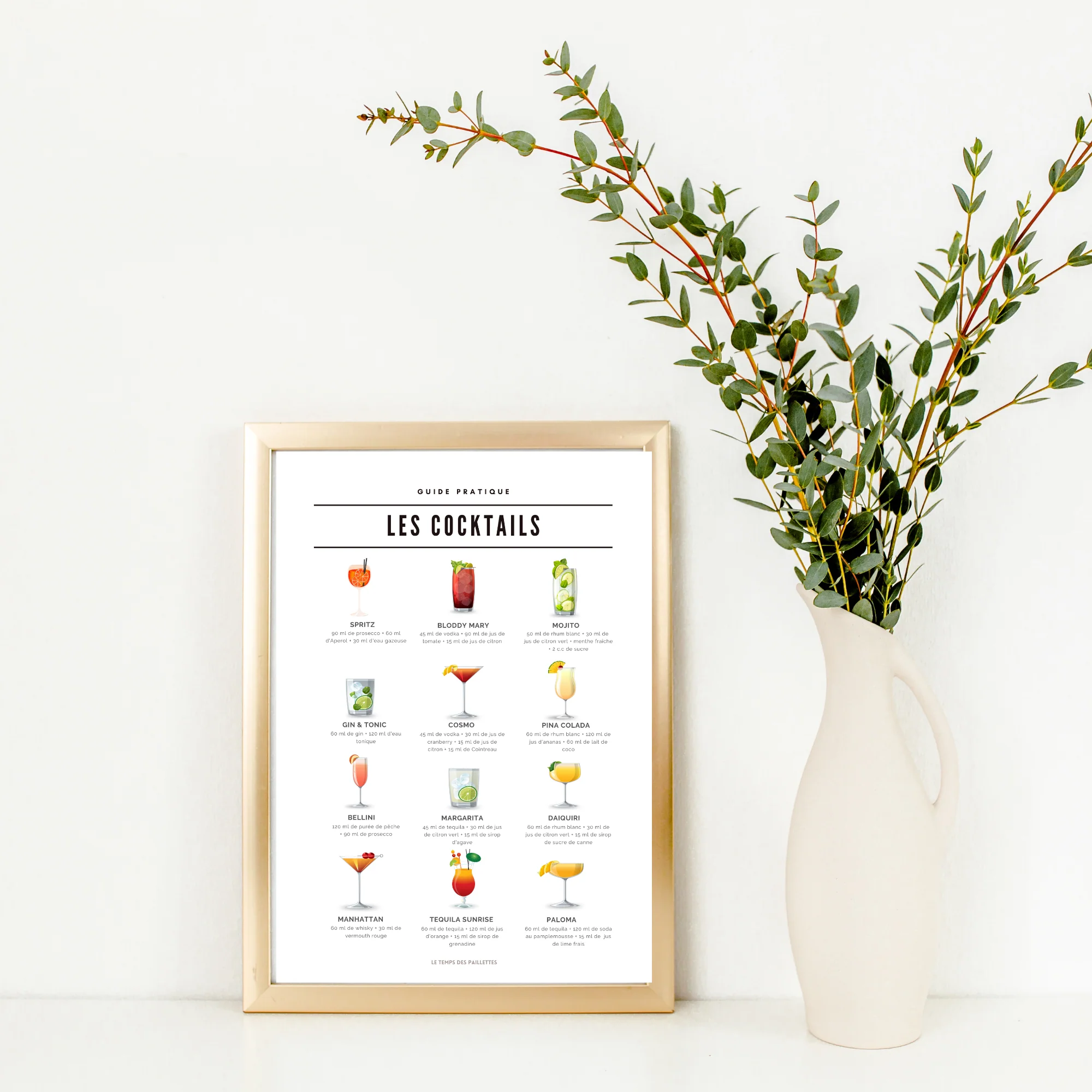 Affiche cocktails- Guide cocktails français - décoration pour bars par Le Temps des Paillettes – Image 3