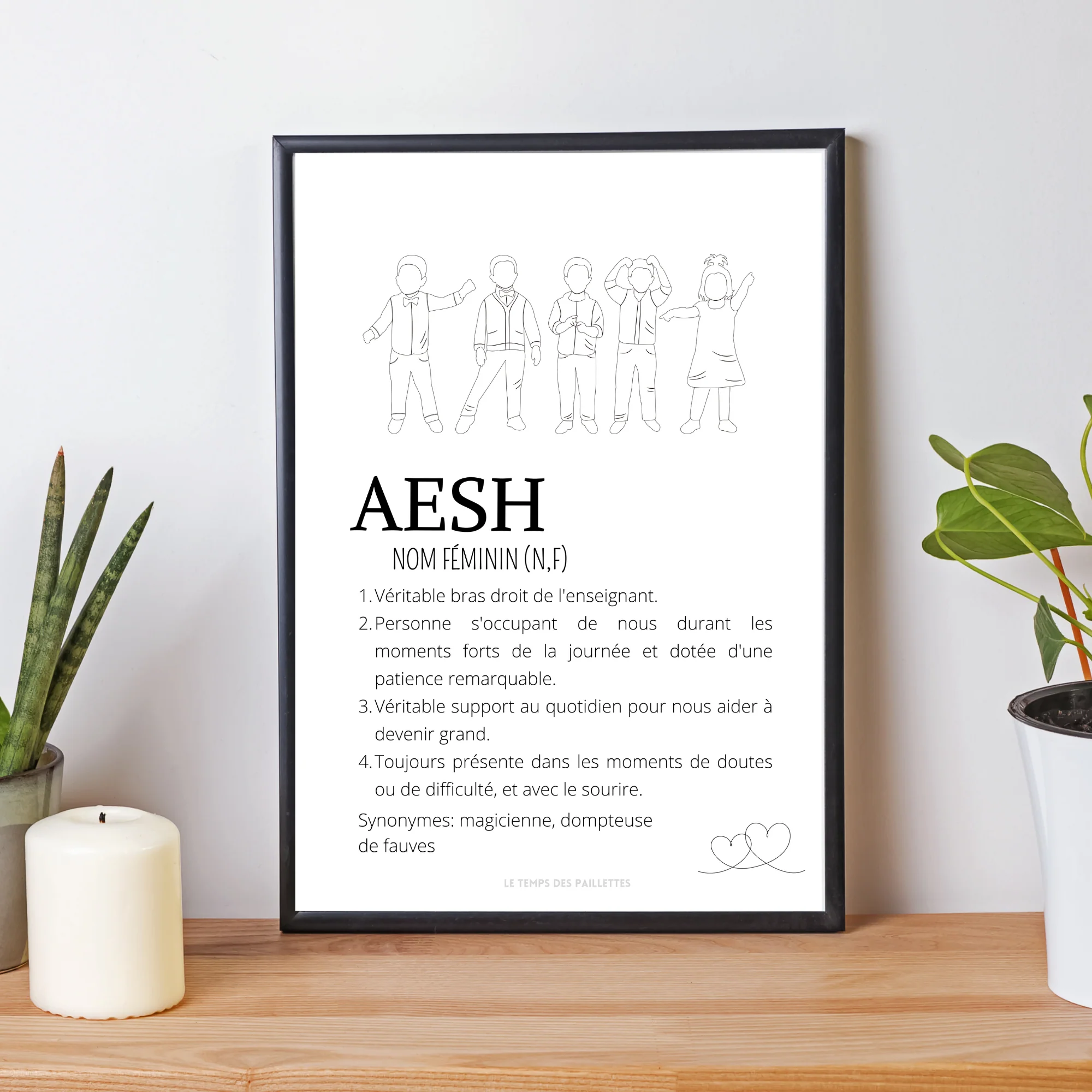 Affiche définition AESH personnalisée - cadeau AESH personnalisée - cadre AESH par Le Temps des Paillettes – Image 5